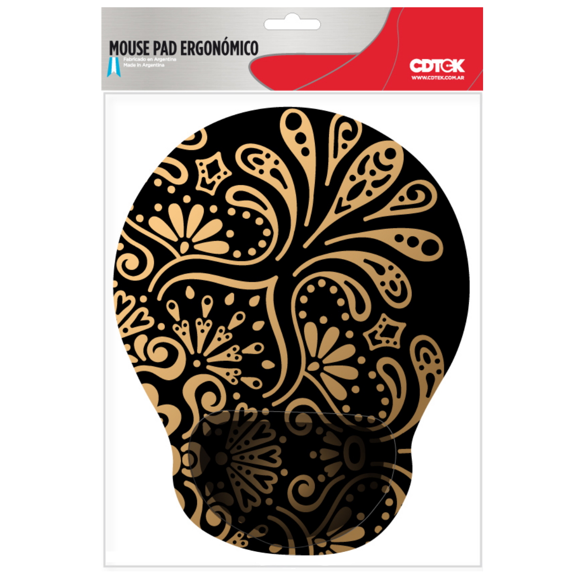 MousePad Gel Estampado 34 Negro/Dorado