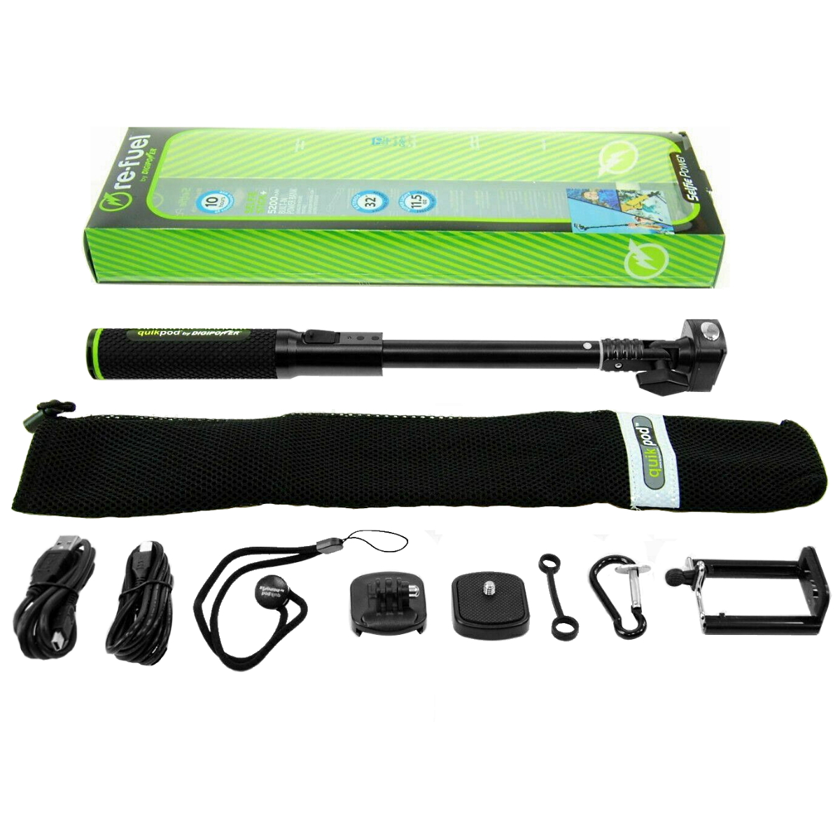 Palo Selfie Stick Celular / Go Pro con Power Bank 5200 mah