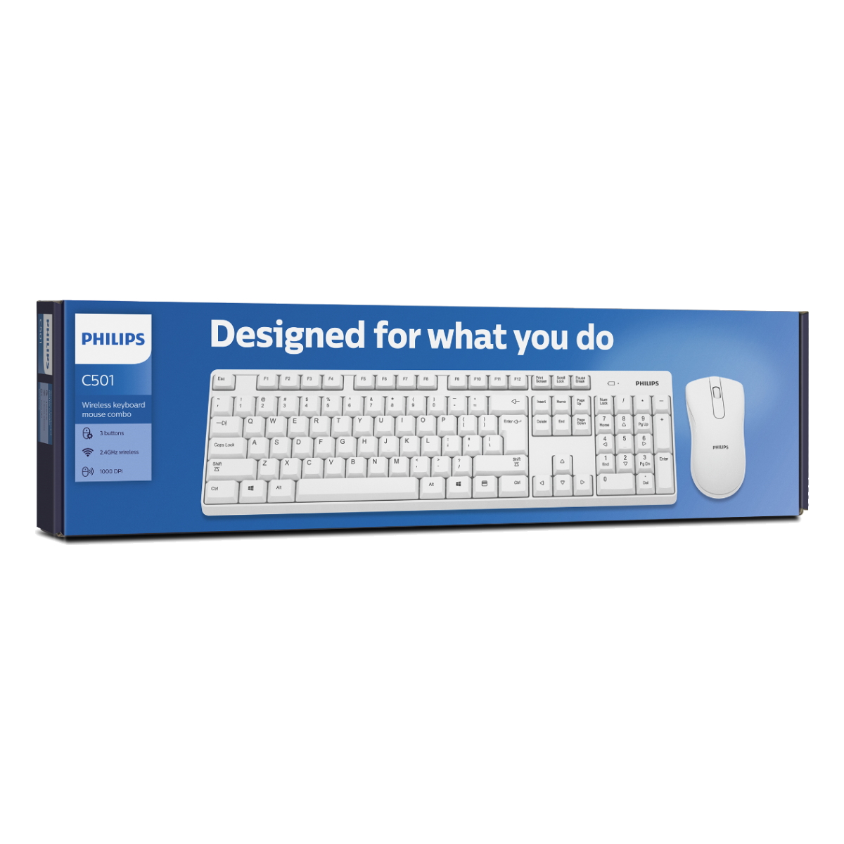 Kit Teclado Mouse Inalambrico C501 Blanco Philips
