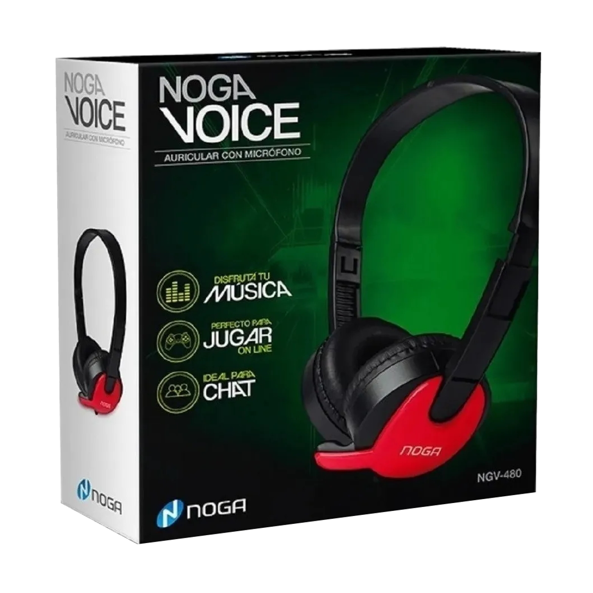 Auriculares Cable Vincha NGV-480 Negro/Rojo Noga