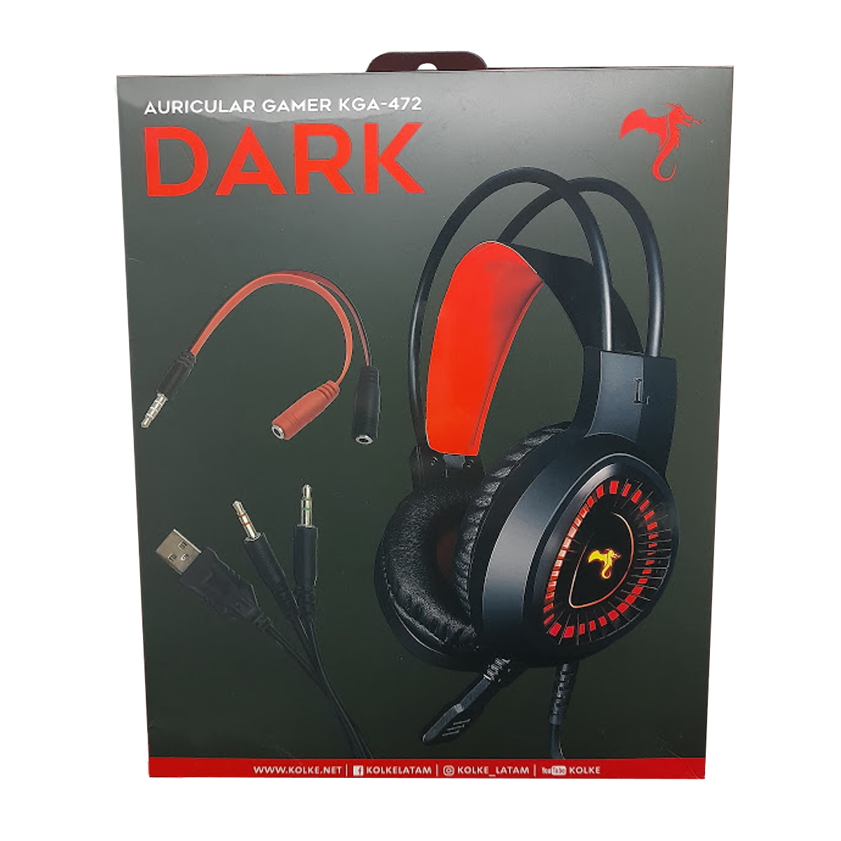 Auriculares Gamer KGA-472 Rojo Kolke