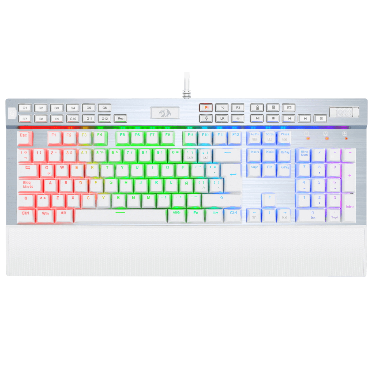 Teclado Mecanico Gamer RGB Retroiluminado Yama Blanco Redragon