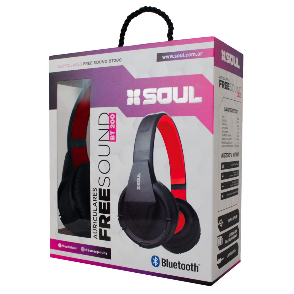 Auriculares Bluetooth Vincha BT200 Rojo Soul