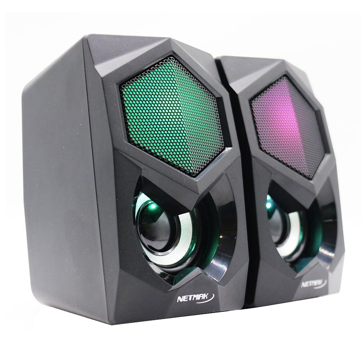 Parlantes Pc Usb 3.5mm NM-BLAKE Negro Retroiluminado Netmak