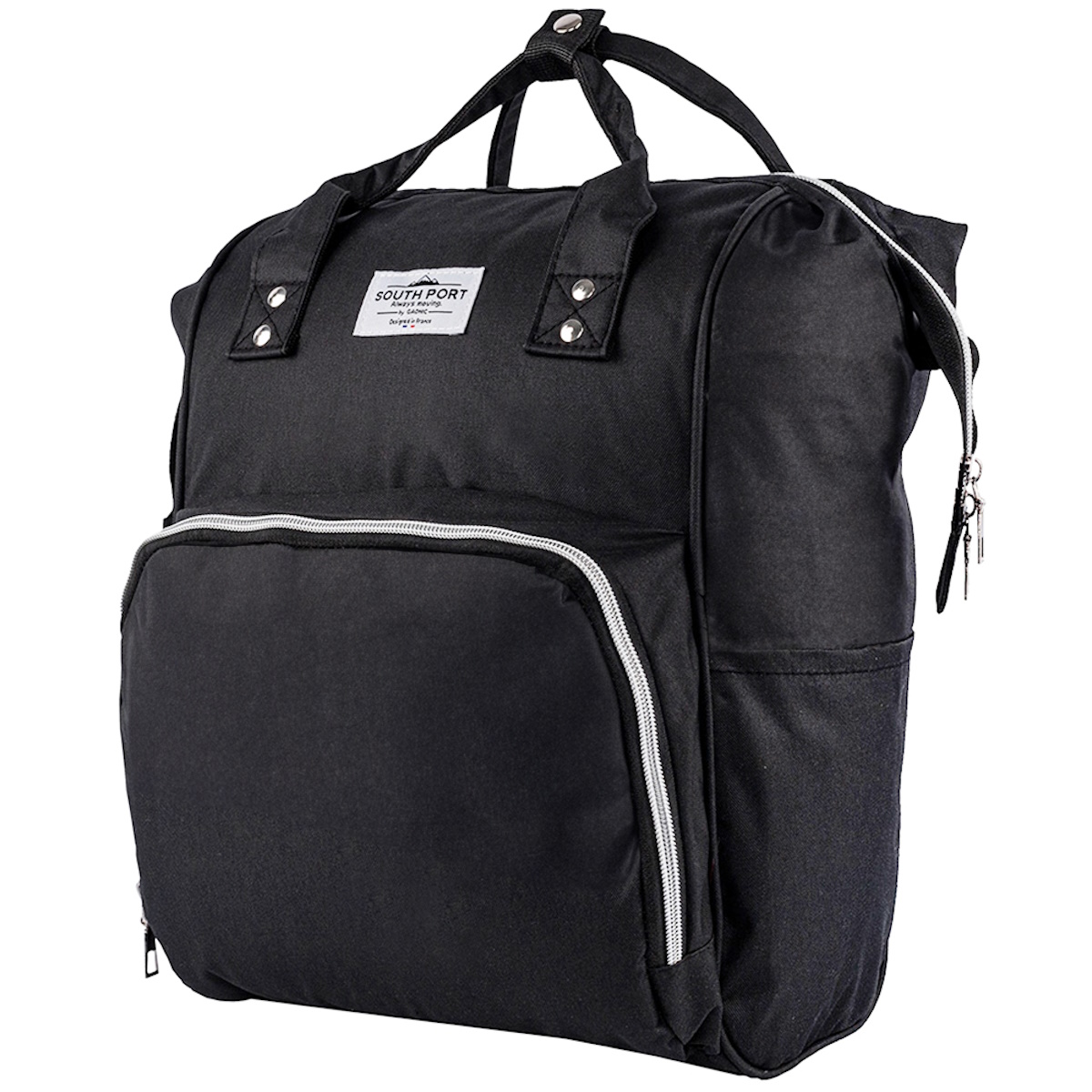 Mochila Bolso Maternal Negro Porta Mamaderas Termico South Port S46 Gadnic