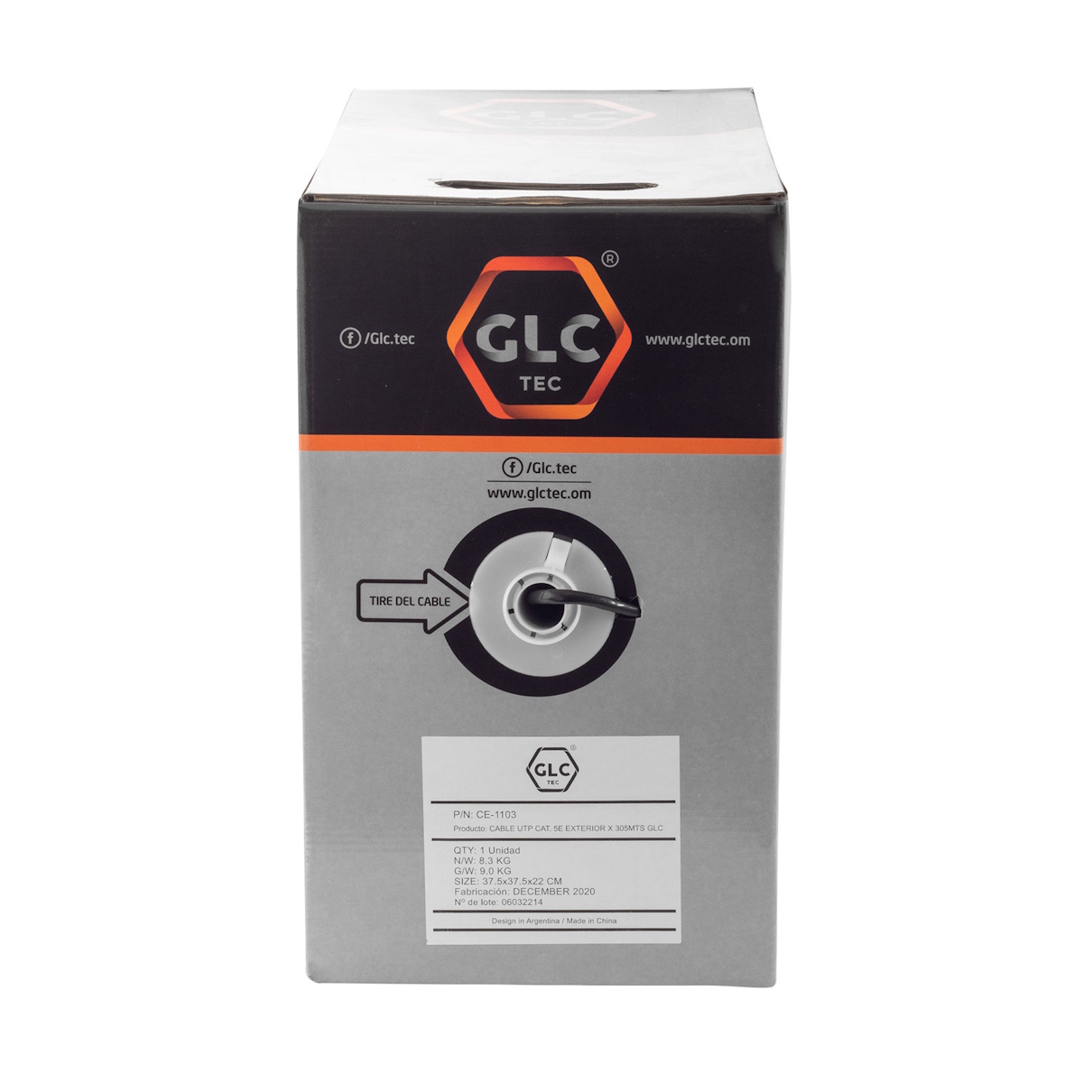 Bobina Cable UTP Cat 5e EXTERIOR 305m Doble Vaina GLC