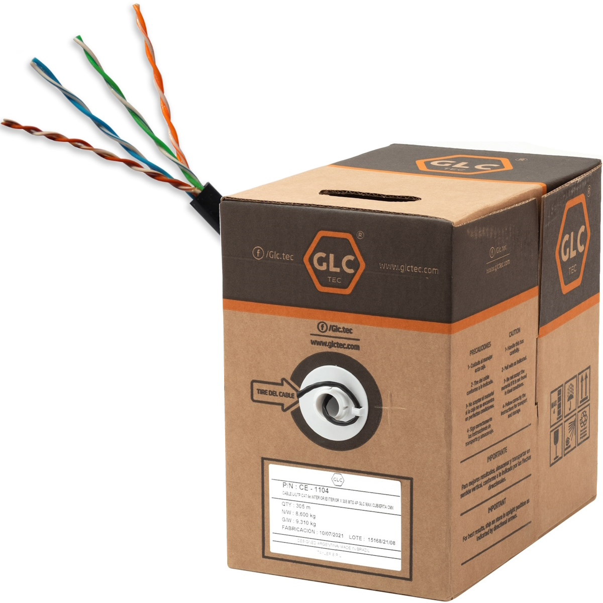 Rollo de Cable UTP Cat 5e INTERIOR/EXTERIOR 305m GLC