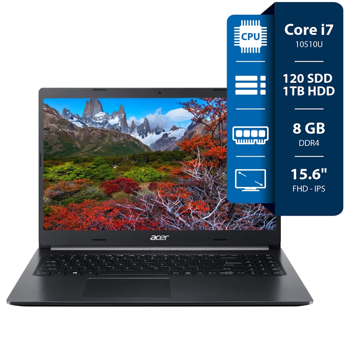 Notebook Acer Aspire 5 I7 10510U - 8GB - 120SSD - 1TB - 15,6 FHD IPS