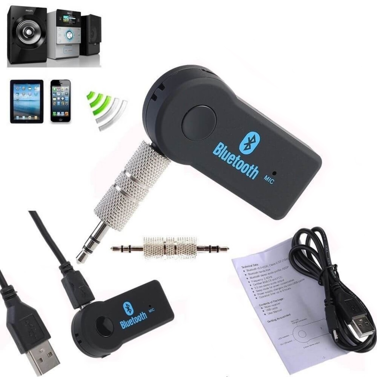 Receptor Bluetooth 3.0 C/ Adaptador 3.5mm Bt350