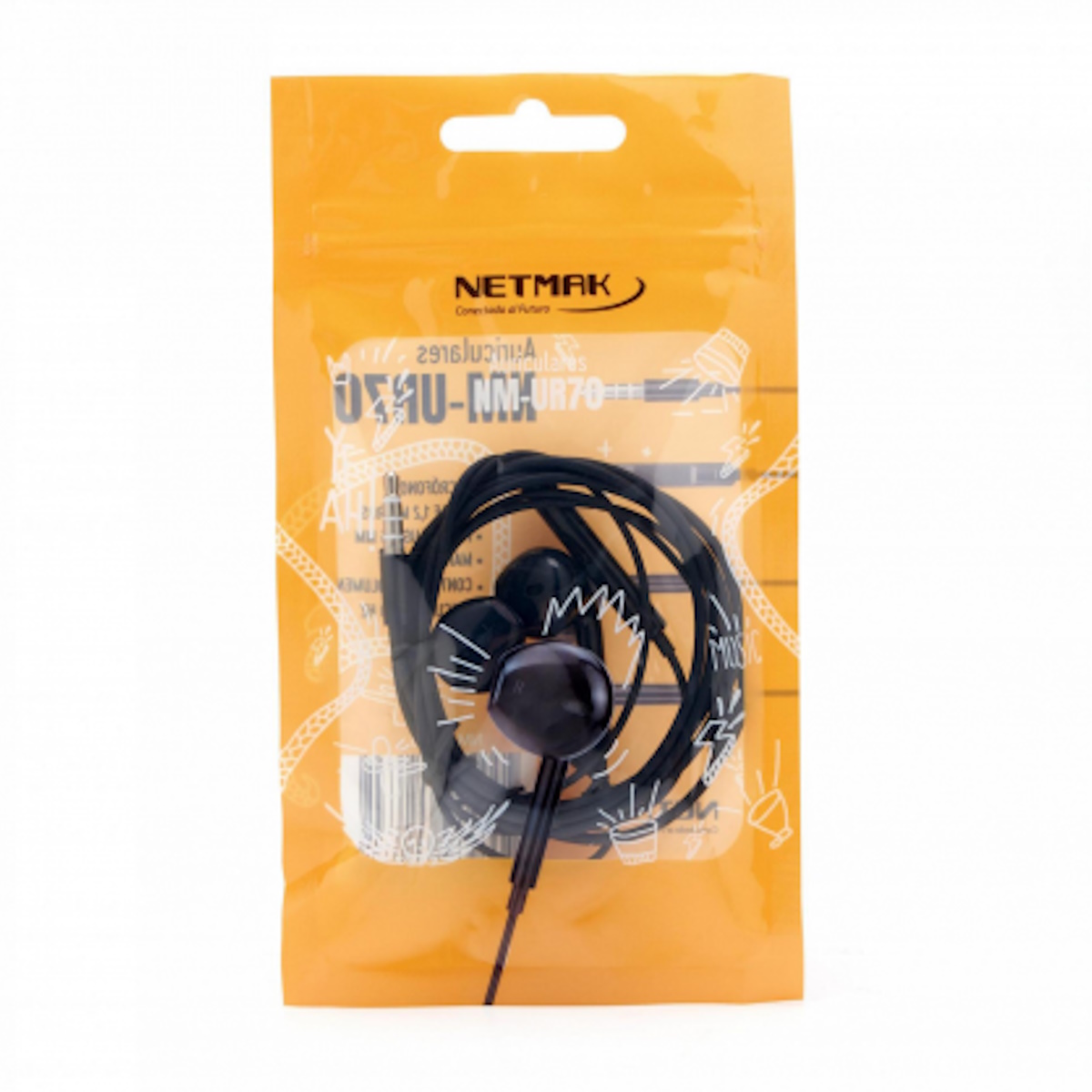 Auriculares Cable In Ear Nm-ur70 Negro Netmak