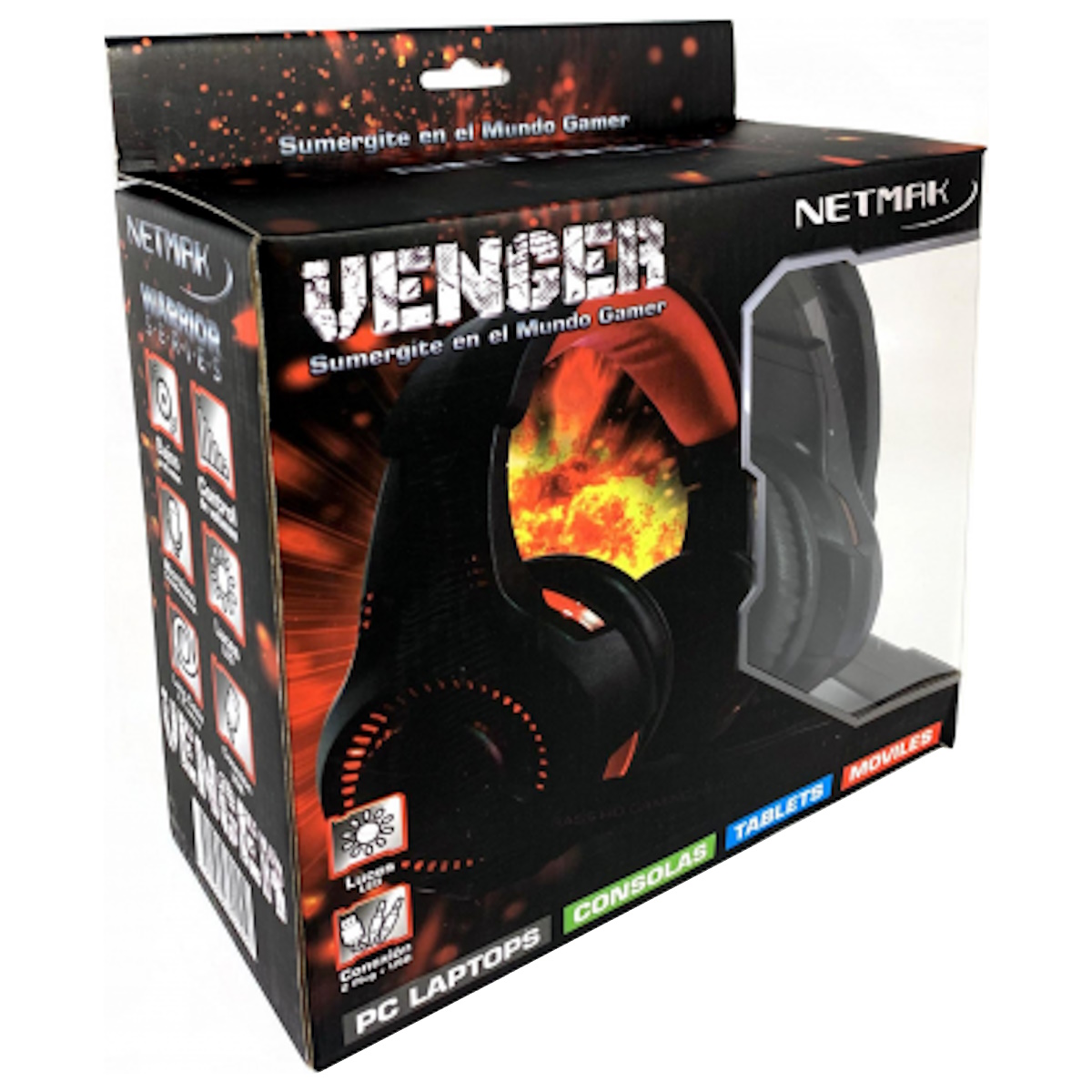 Auriculares Gamer Cable Vincha Venger Negro Netmak