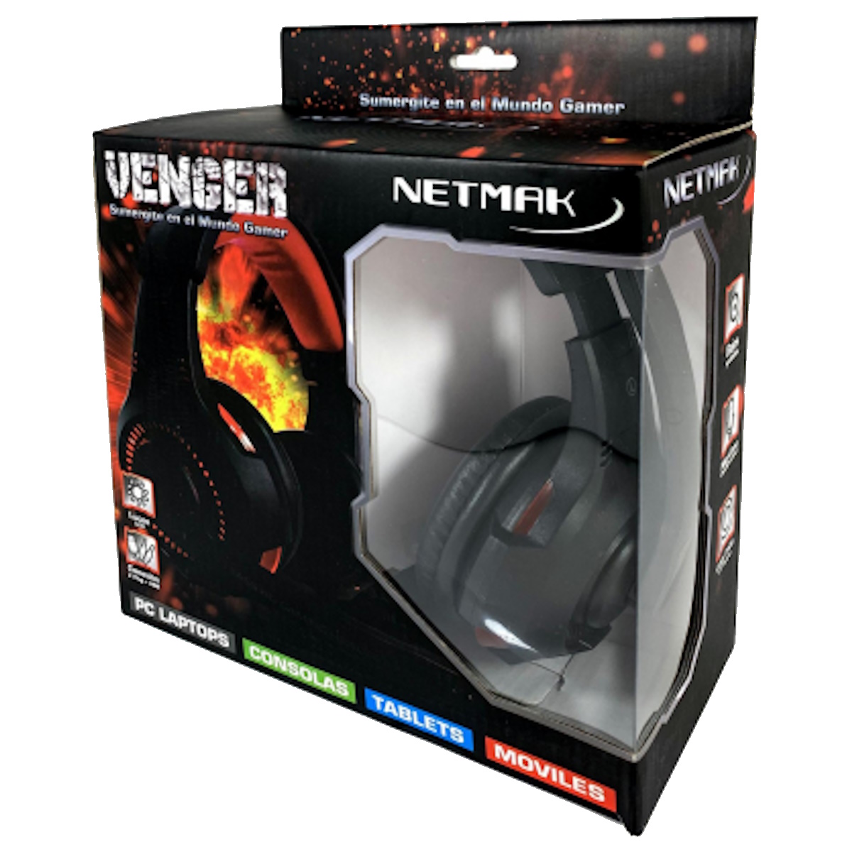 Auriculares Gamer Cable Vincha Venger Negro Netmak