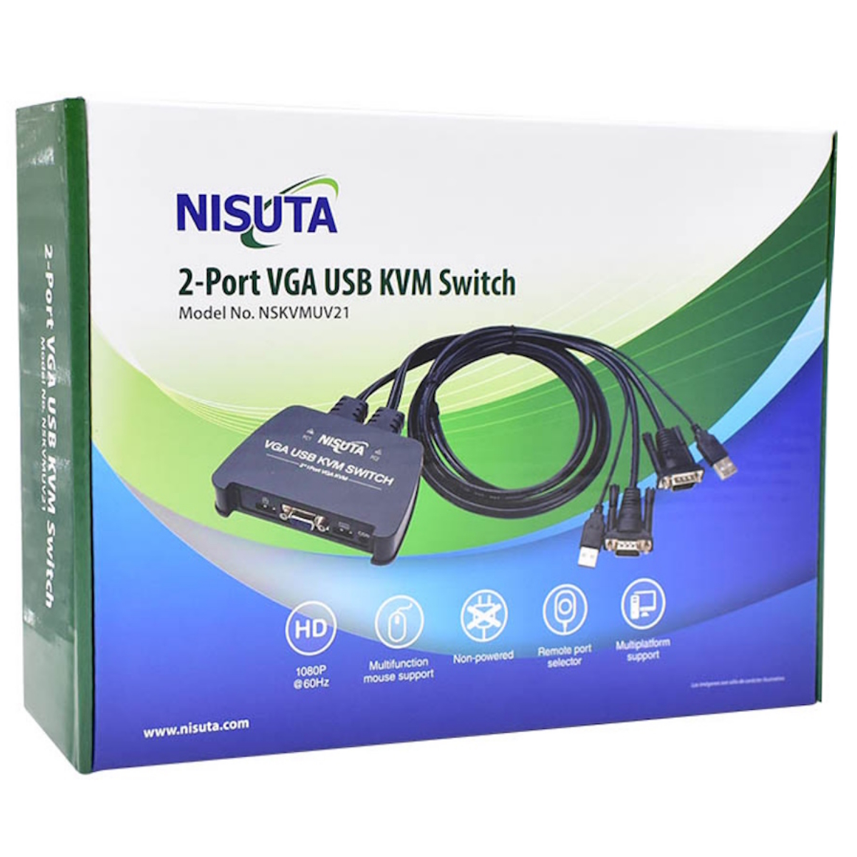 Switch KVM 2 Puertos Usb + VGA Nisuta