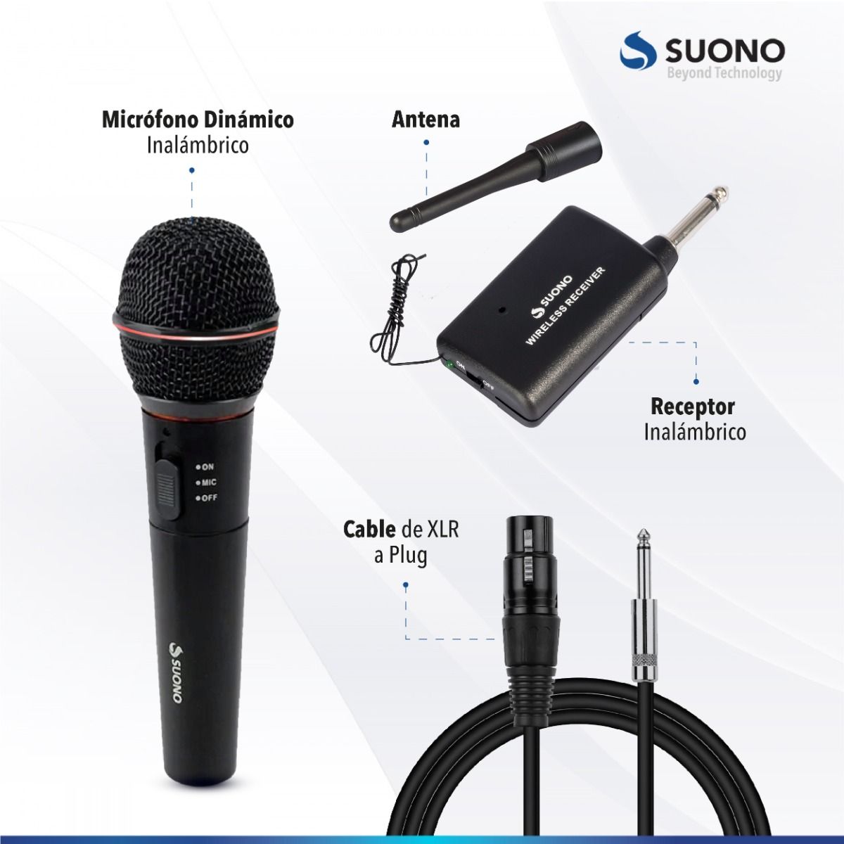 Microfono Inalambrico Profesional Negro Suono