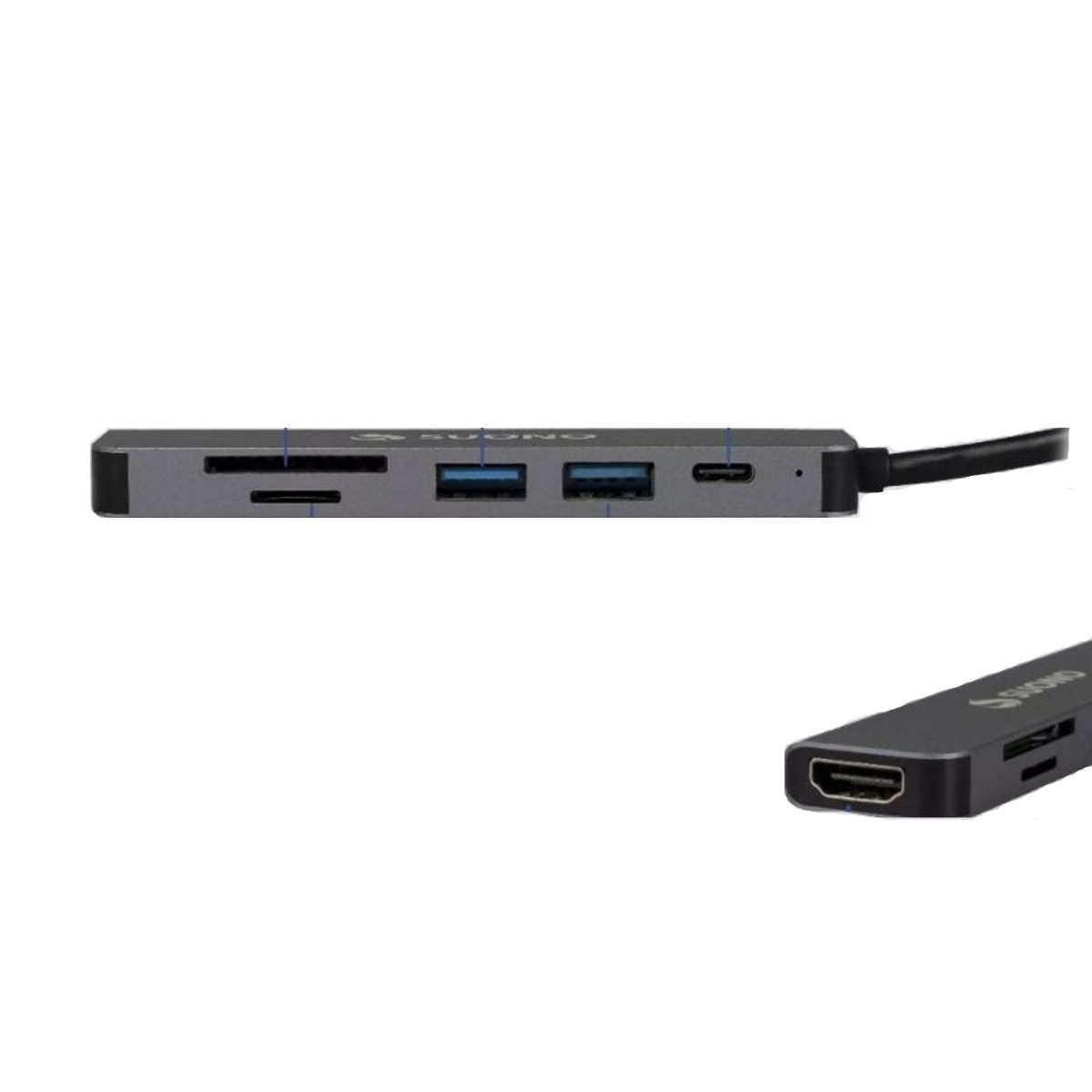 Adaptador Usb C A Hdtv Usb C 2xusb 3.0 Sd Tf Suono