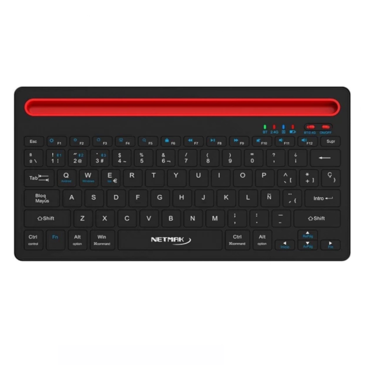 Teclado Bluetooth + Inalambrico Recargable Negro KB650 Netmak