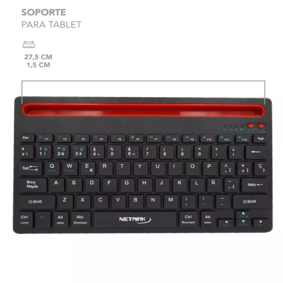 Teclado Bluetooth + Inalambrico Recargable Negro KB650 Netmak