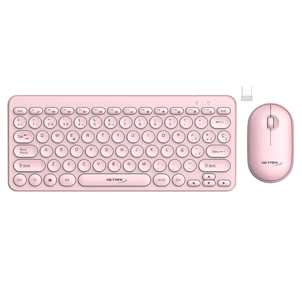Kit Teclado Mouse Inalambrico Español Rosa NM-KB850-P Netmak