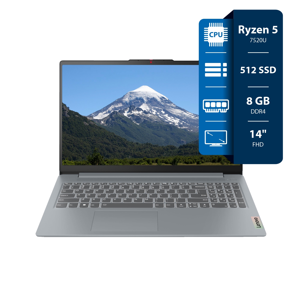 Notebook Lenovo IdeaPad Slim 3 - Ryzen 5 7520U - 8GB - 512GB SSD - 14
