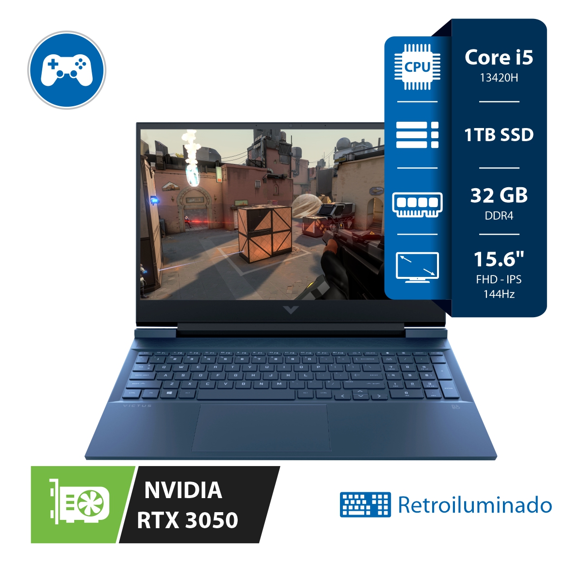 Notebook HP Victus Gamer I5 13420H - 32GB - 1TB SSD M.2 - Rtx 3050 6Gb - 15.6