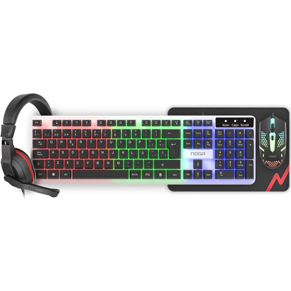 Kit Teclado Mouse MousePad Auriculares Gamer 4en1 NKB-413N Noga