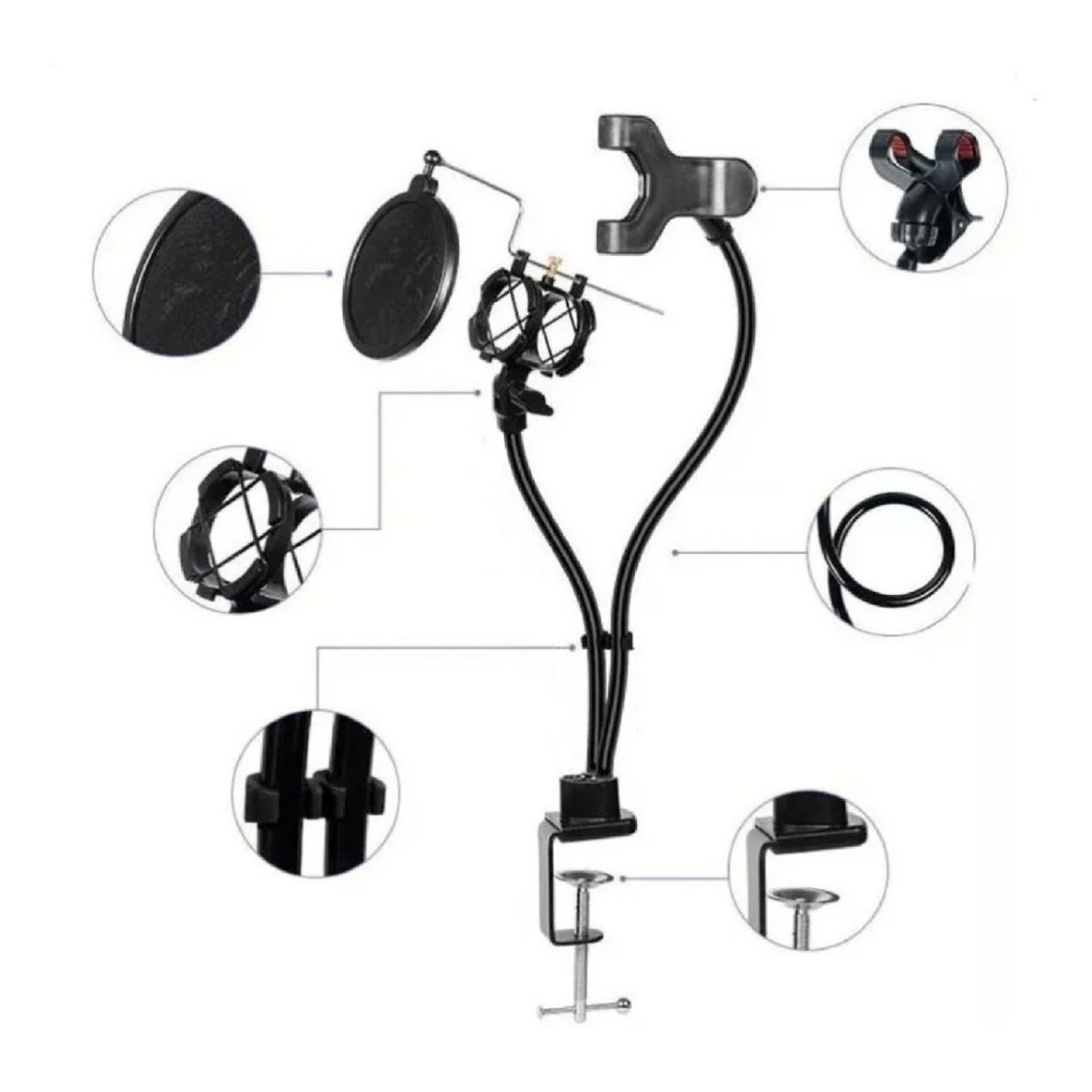 Soporte Celular y Microfono Con Filtro Para Mesa GM-4043 Skyway