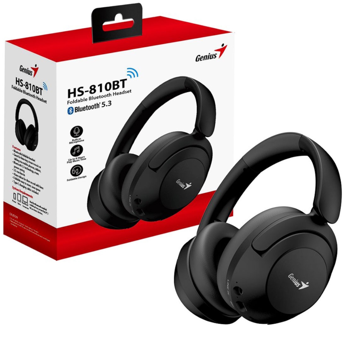 Auriculares Bluetooth Vincha HS-810BT Negro Genius