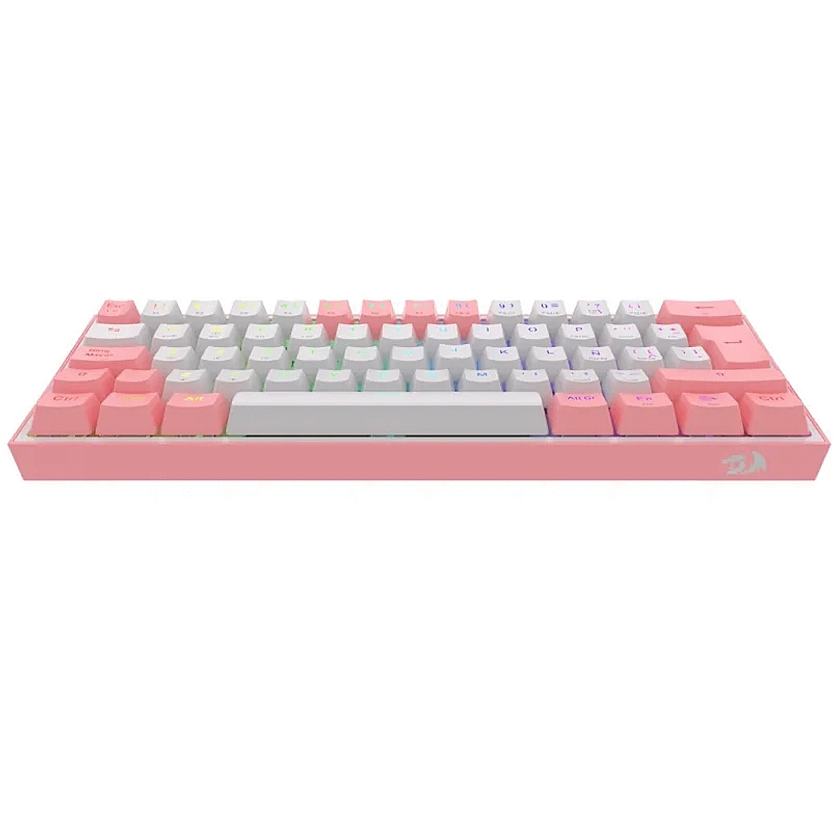 Teclado Mecanico Gamer RGB Fizz Pro Blanco/Rosa Switch Rojo Español Redragon