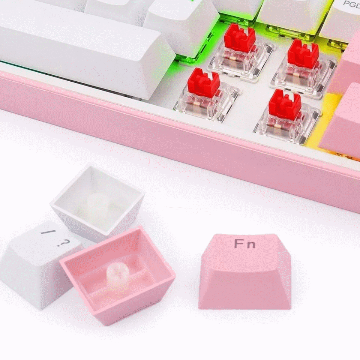 Teclado Mecanico Gamer RGB Fizz Pro Blanco/Rosa Switch Rojo Español Redragon