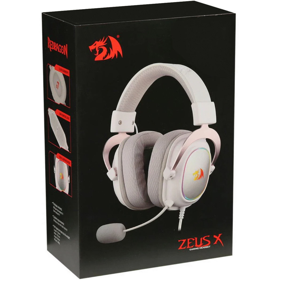 Auriculares Gamer Cable Vincha Zeus X H510 7.1 RGB Blanco Redragon