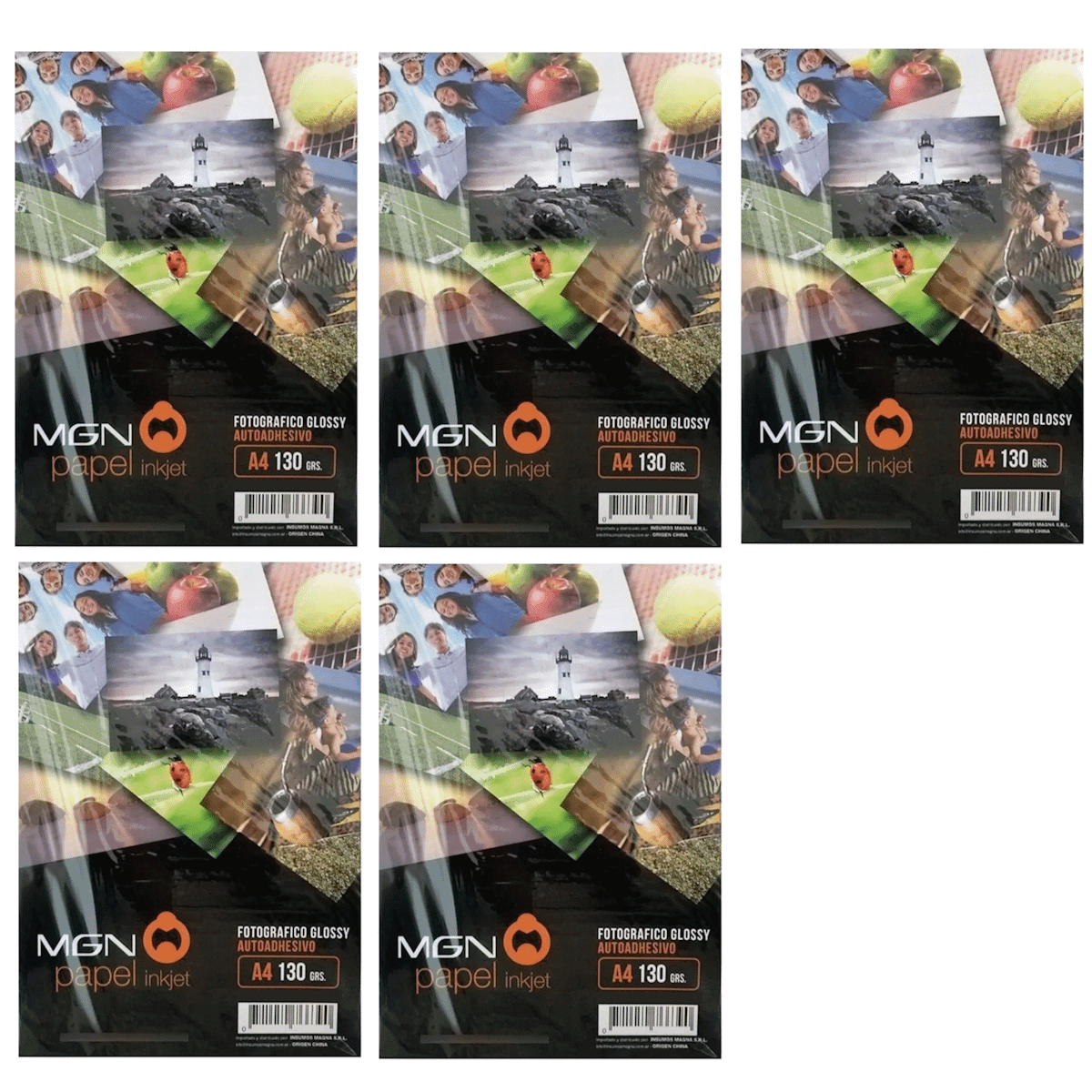 Combo Resma Papel Fotografico A4 130GR Autoadhesivo X5 Unidades