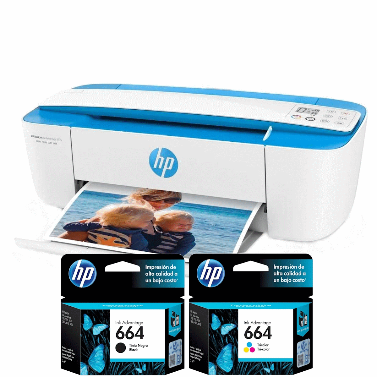 Combo Impresora Multifuncion Deskjet 3775 HP WIFI + Cartuchos Originales