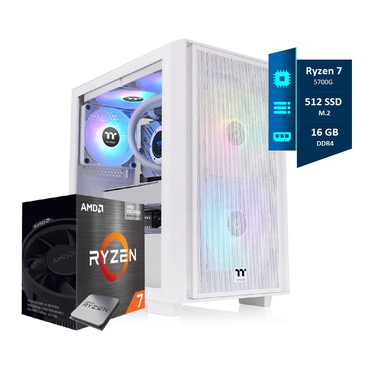 Pc Armada Ryzen 7 - 16GB - SSD 512GB - Gabinete Thermal Snow H16