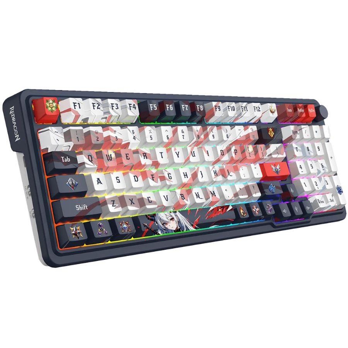 Teclado Mecanico Gamer Cable/Inalambrico RGB Eisa Anime Switch Rojo Redragon