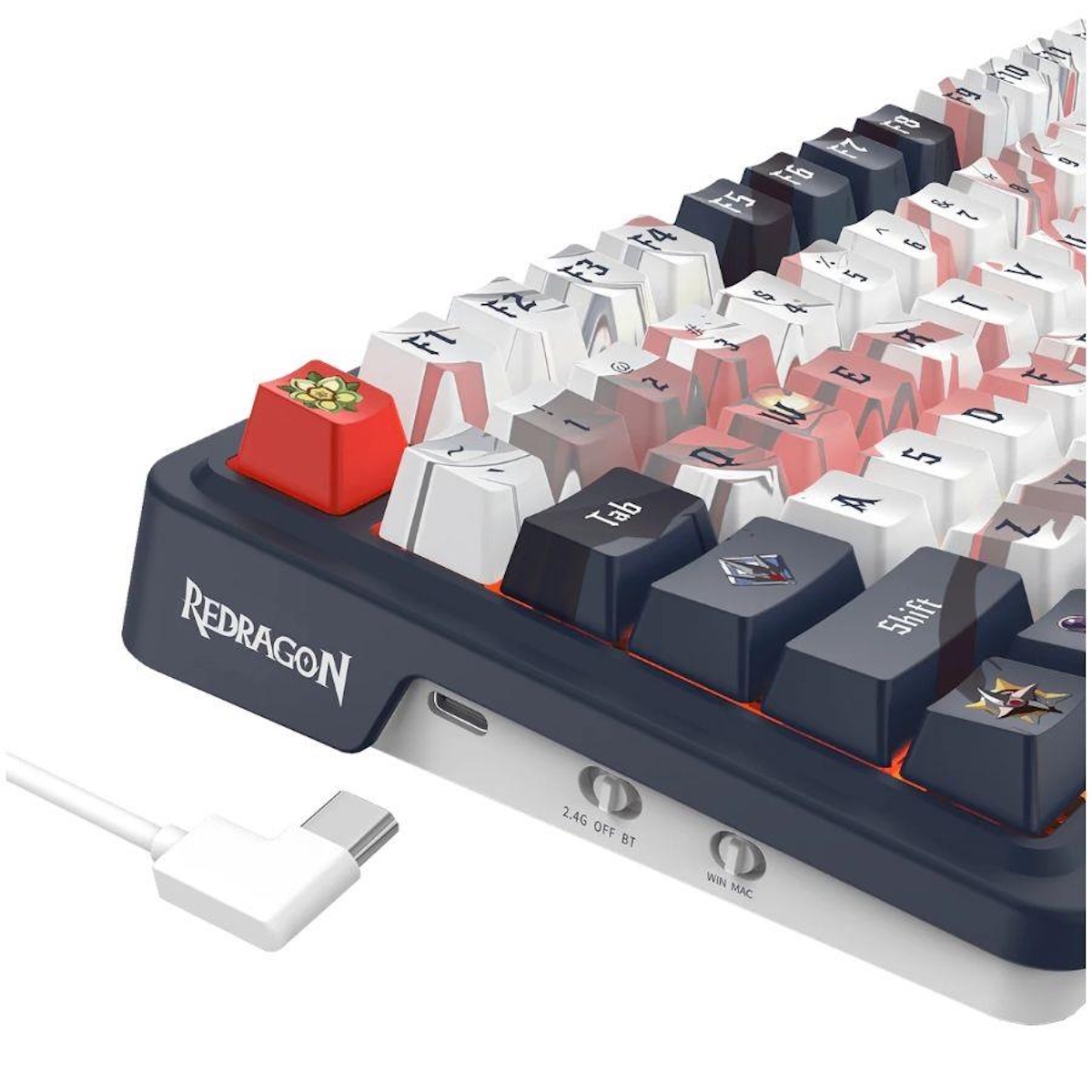 Teclado Mecanico Gamer Cable/Inalambrico RGB Eisa Anime Switch Rojo Redragon