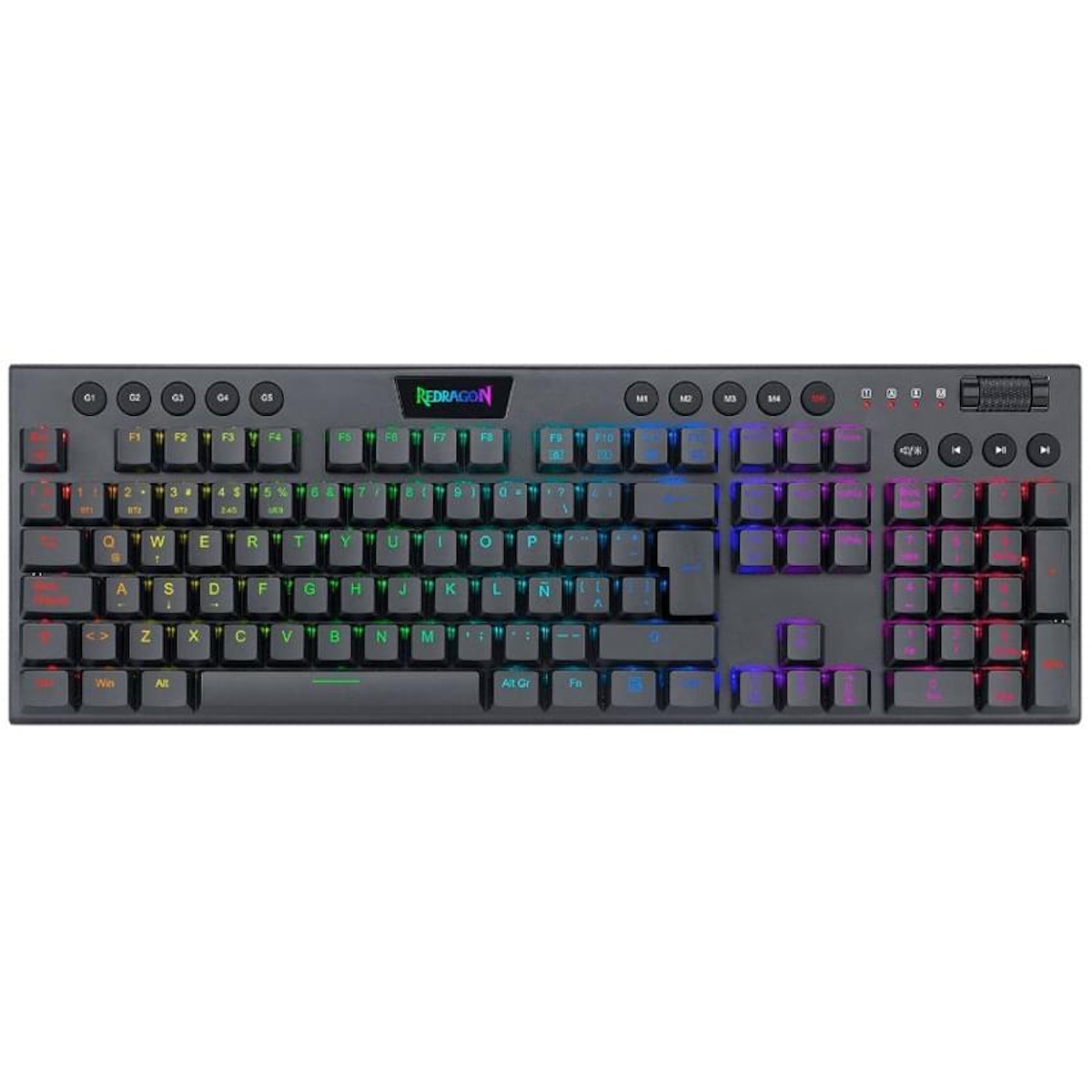 Teclado Mecanico Gamer Cable/Inalambrico RGB Horus Negro Switch Rojo Español Redragon