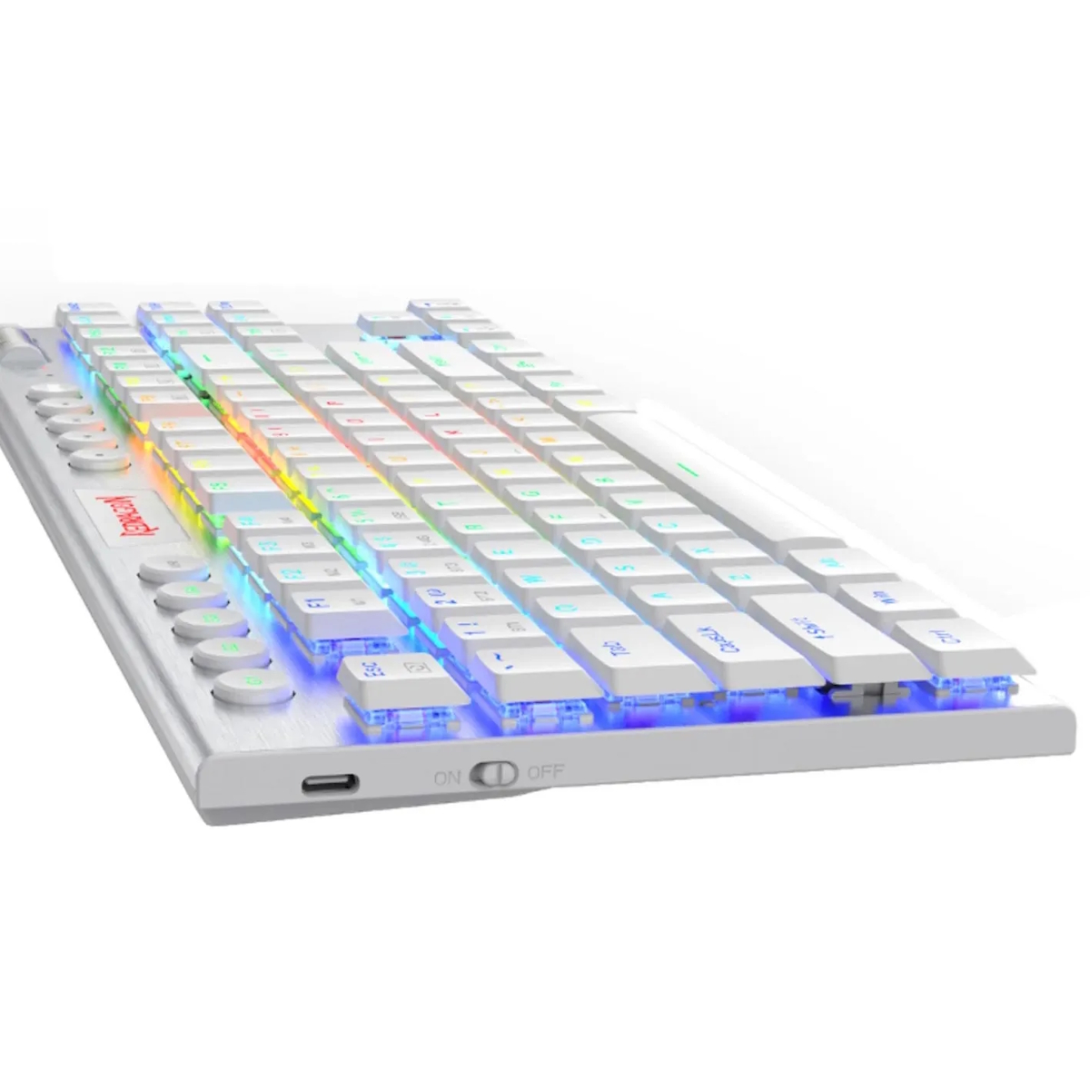 Teclado Mecanico Gamer Cable/Inalambrico RGB Horus TKL Blanco Switch Rojo Español Redragon