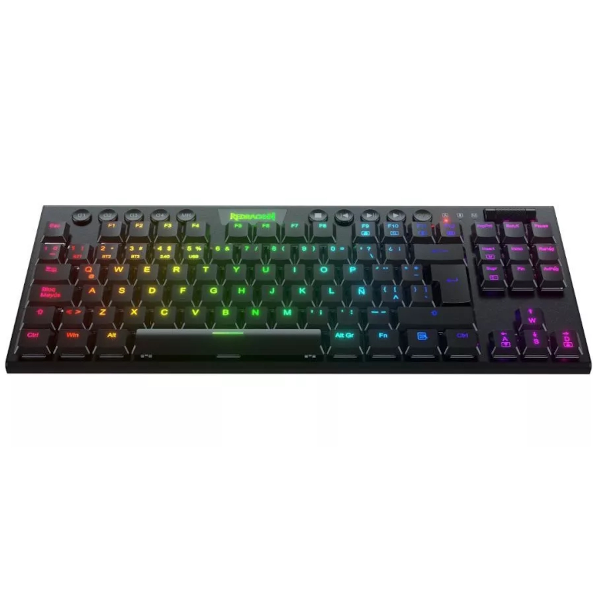 Teclado Mecanico Gamer Cable/Inalambrico RGB Horus TKL Negro Switch Rojo Español Redragon