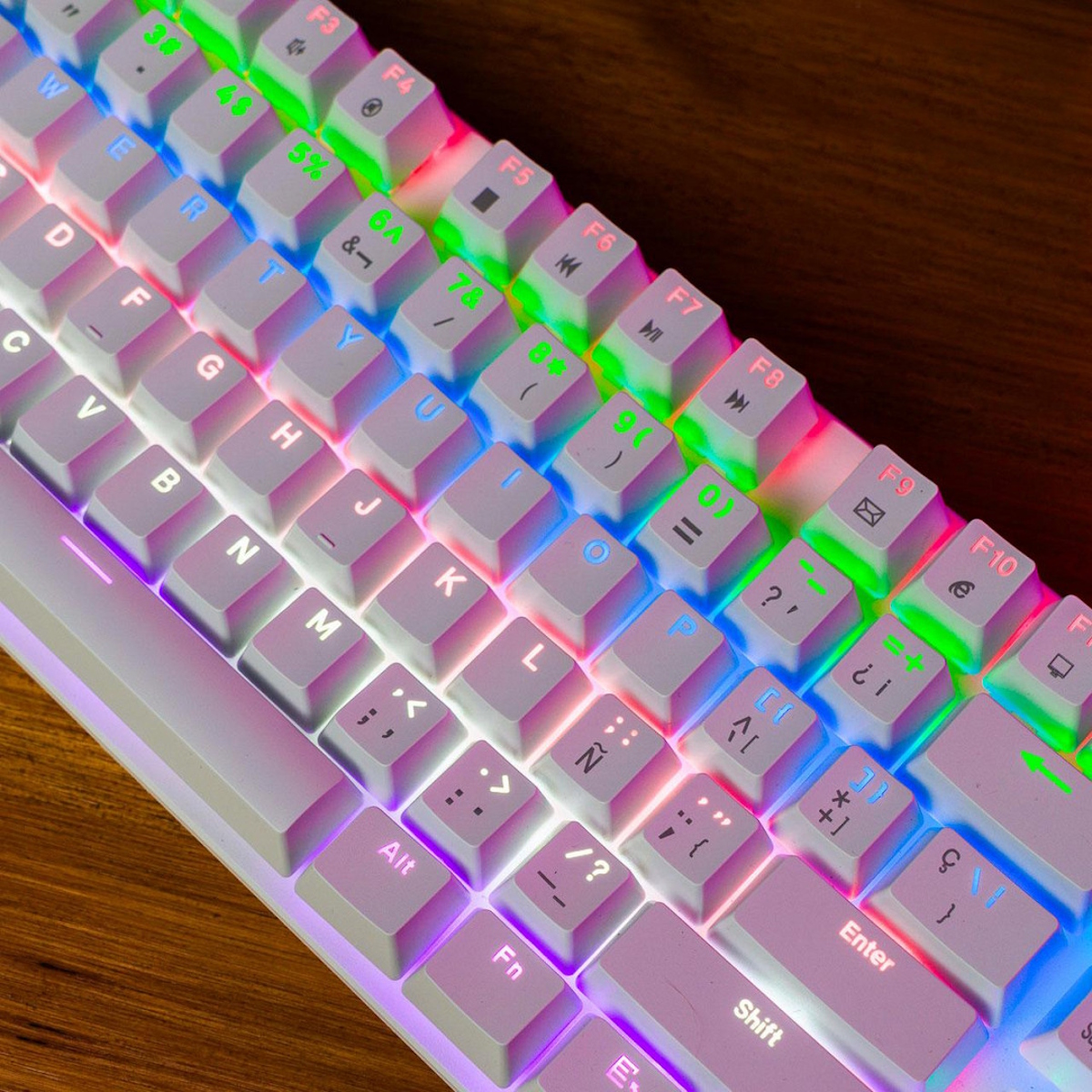 Teclado Mecanico Gamer NM-SKILL-W Blanco Retroiluminado Español Netmak