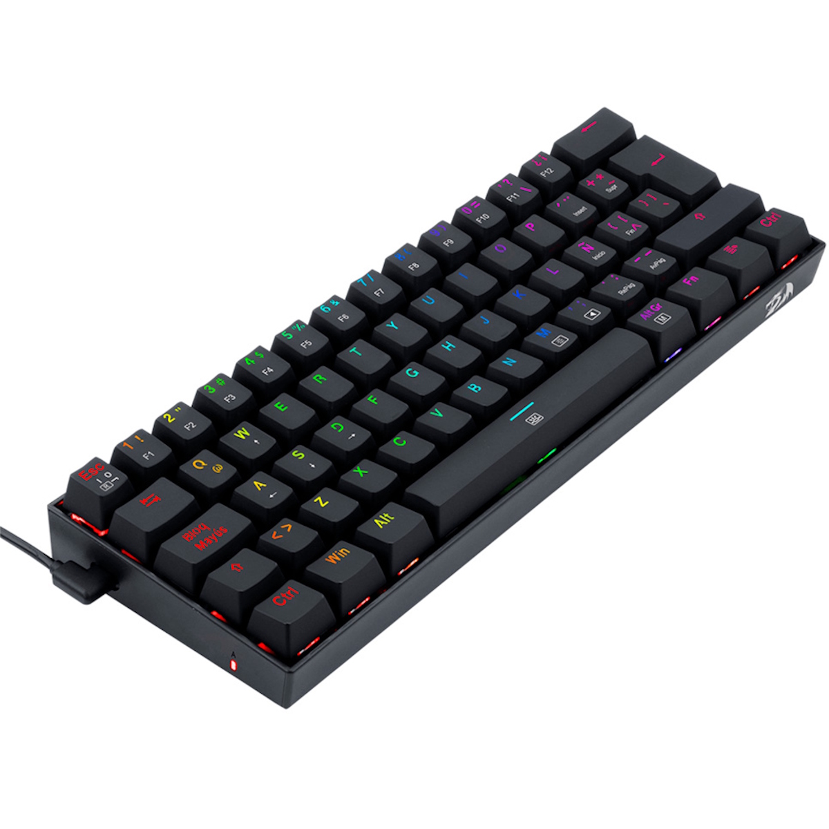 Teclado Mecanico Gamer RGB Dragonborn Negro Switch Rojo Español Redragon