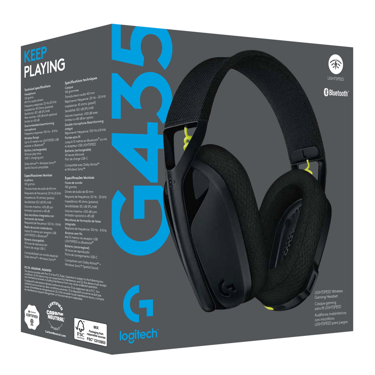 Auriculares Gamer Bluetooth Vincha G435 Azul y Amarillo Logitech