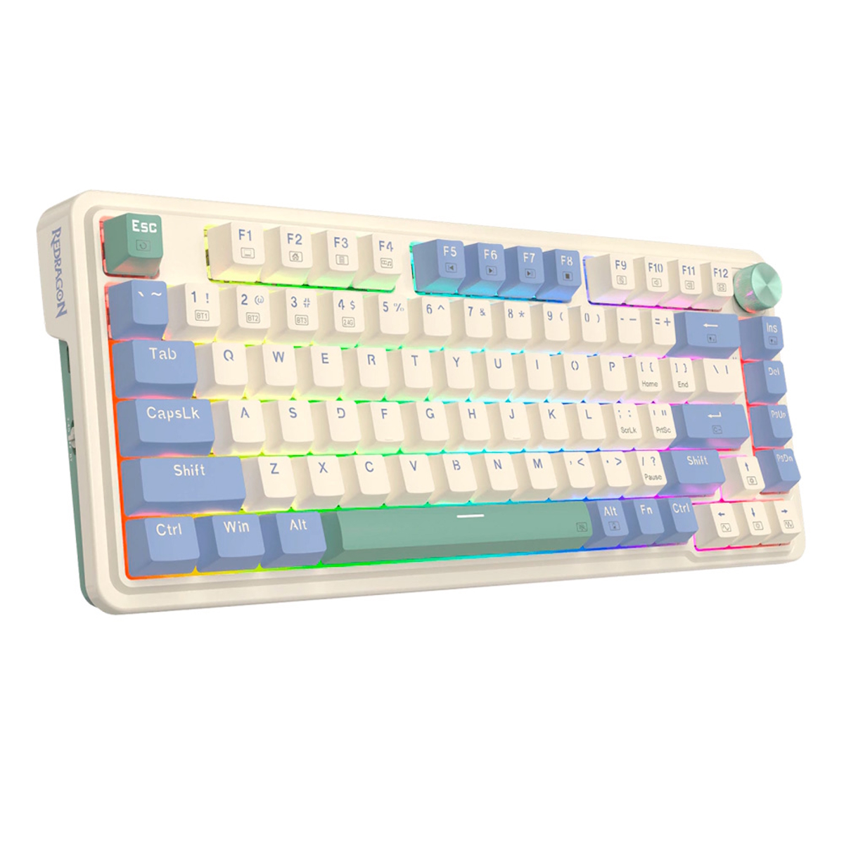Teclado Mecanico Gamer Cable/Inalambrico RGB Ucal Pro Purpura/Verde Switch Rojo Redragon