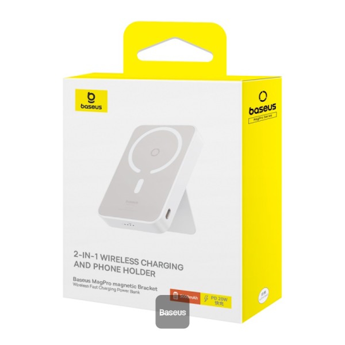 PowerBank 5000mAh Carga Inalambrica/Cable P/Iphone MagPro Blanco Baseus