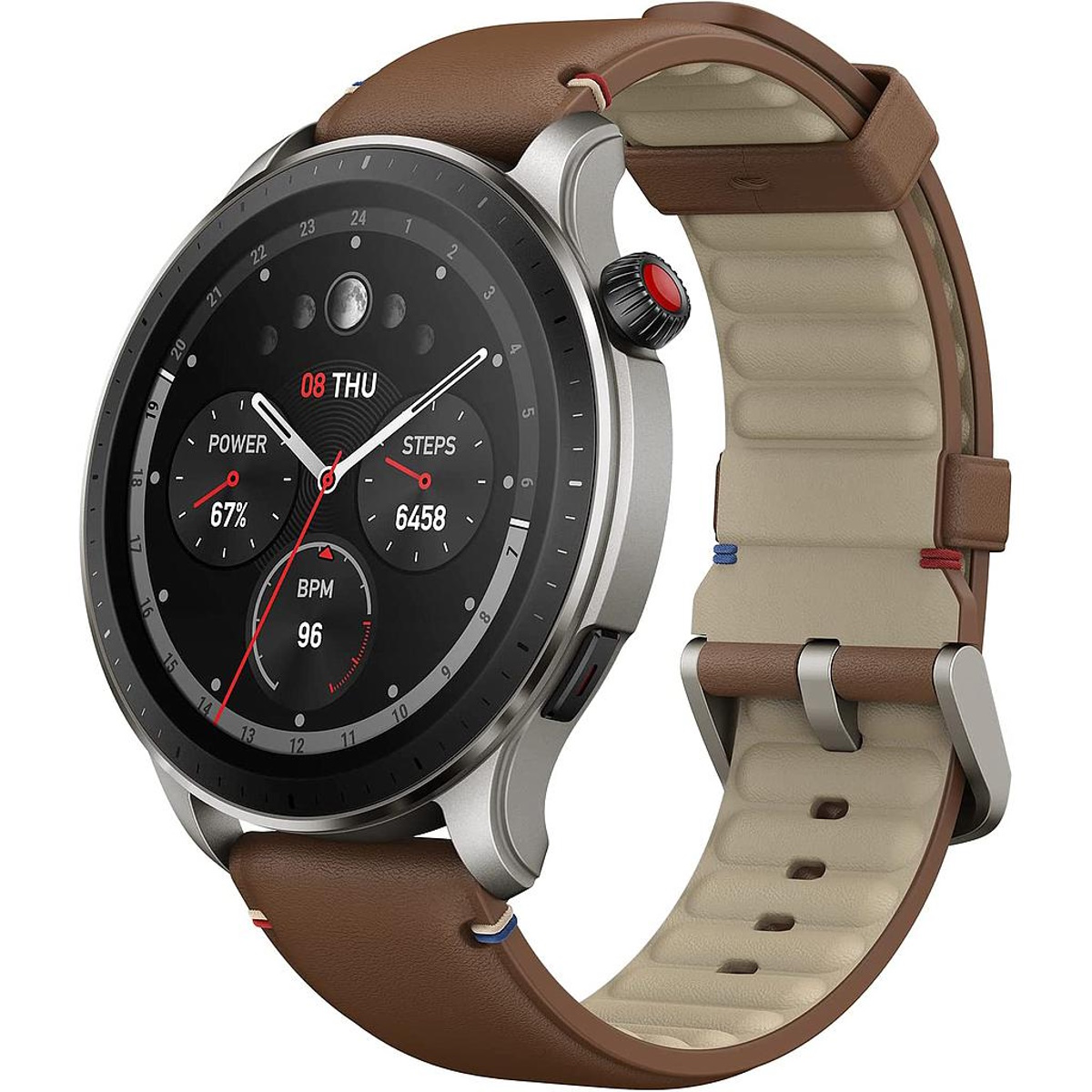 SmartWatch GTR 4 Vintage Brown + Vidrio Templado Borde Negro