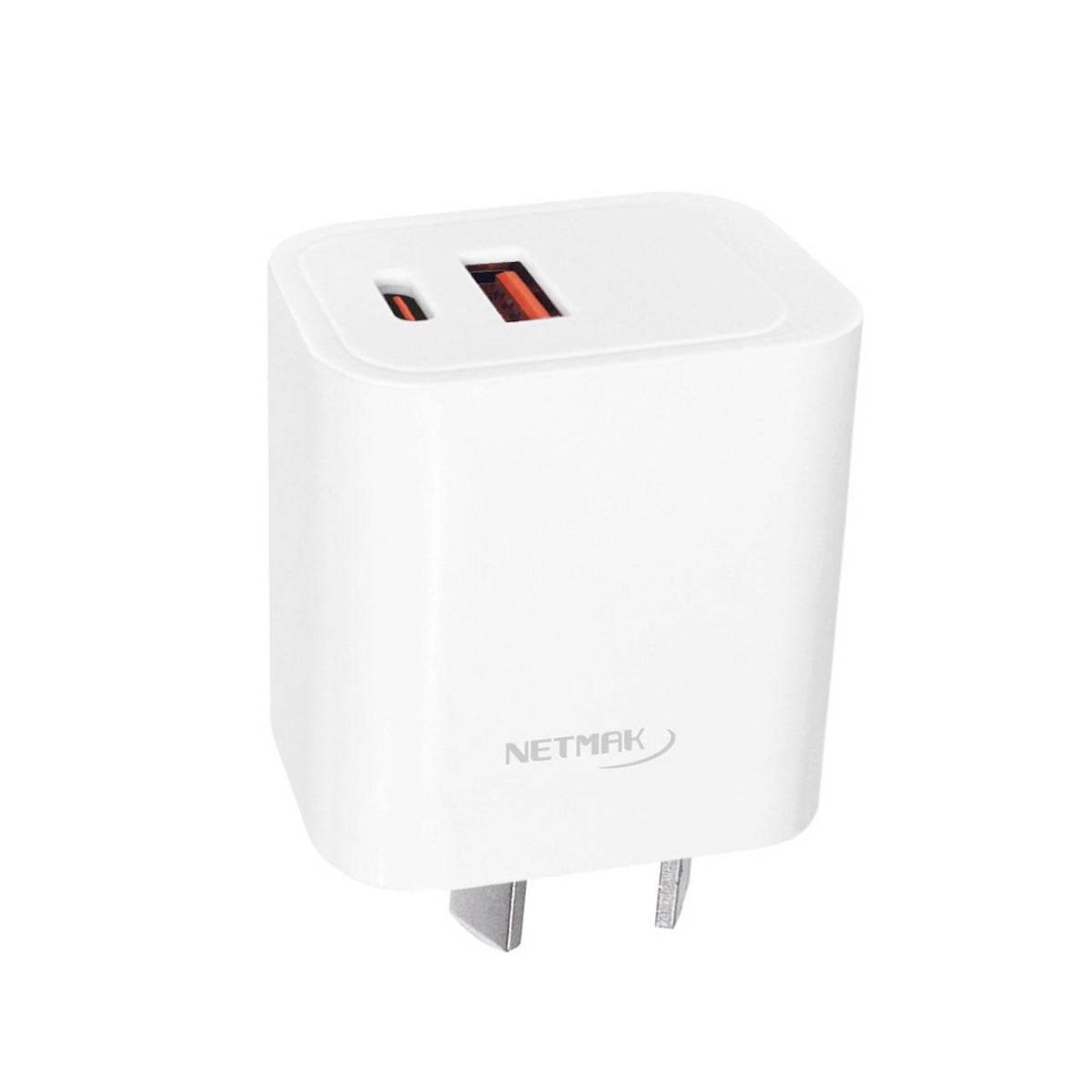 Cargador USB + USB C 20W Carga Rapida Blanco NM-CP7 Netmak