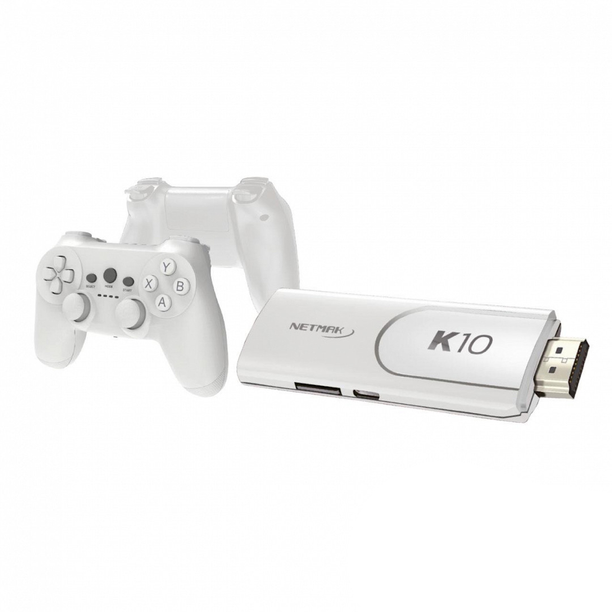 Consola Game Stick 4K Con 2 Joysticks Inalambricos Blanco NM-K10-W Netmak
