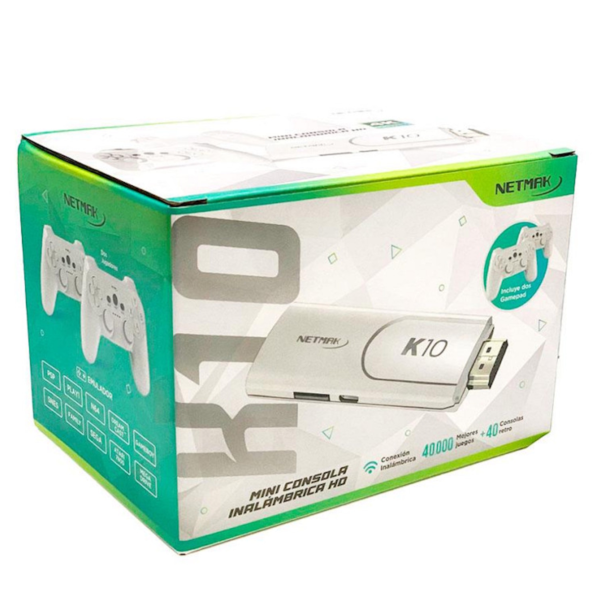 Consola Game Stick 4K Con 2 Joysticks Inalambricos Blanco NM-K10-W Netmak