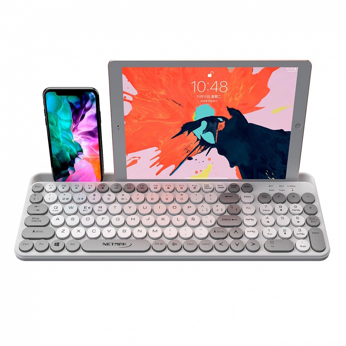 Teclado Bluetooth + Inalambrico Blanco KB380-W Netmak