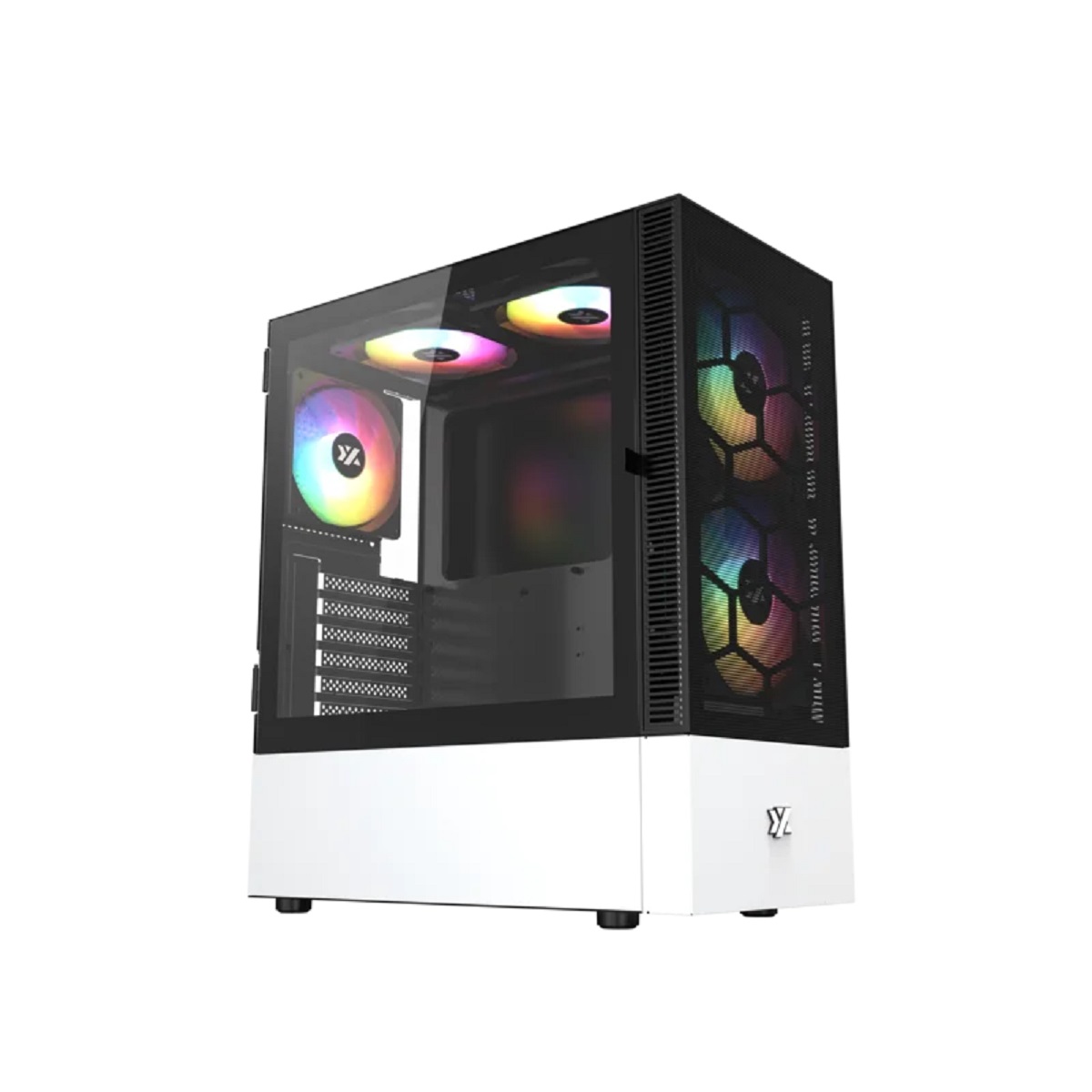 Gabinete Gamer Airone 200 Mesh ARGB Blanco/Negro Vidrio Templado XYZ