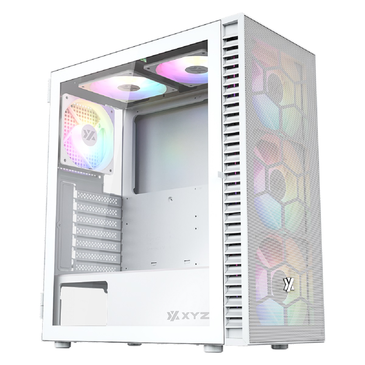 Gabinete Gamer Airone 100 Mesh ARGB Blanco Vidrio Templado XYZ